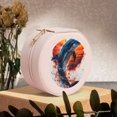thumbnail image 6 of Yiaed Sunset Ocean Watercolor Dolphin Print Travel Jewelry Case Bridesmaid Gift Boxes Jewelry Travel Organizer Small Round Jewelry Box Mini Storage-Pink, 6 of 7