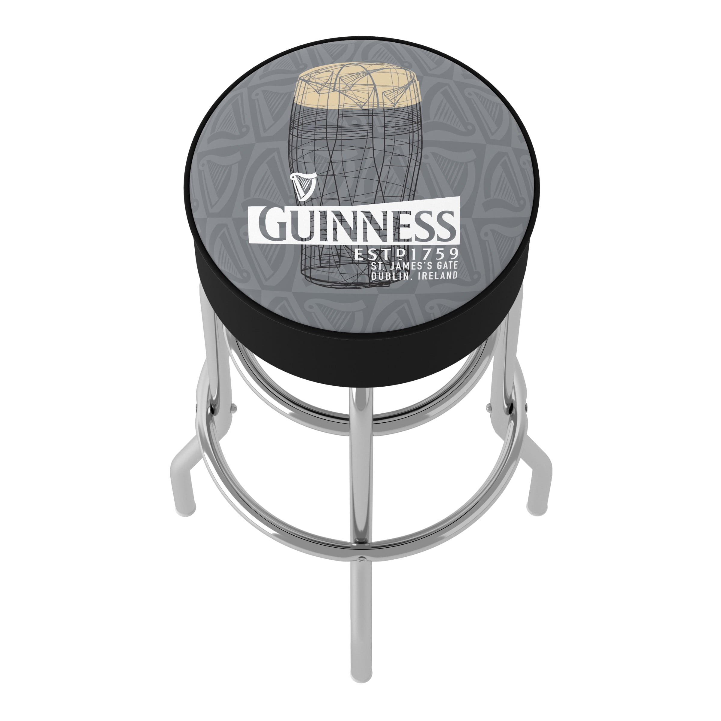 Trademark Gameroom Guinness Line Art Pint Bar Stool with Padded Seat