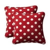 Pillow Perfect Outdoor Red/White Polka Dot Toss Pillows Square - Set of 2