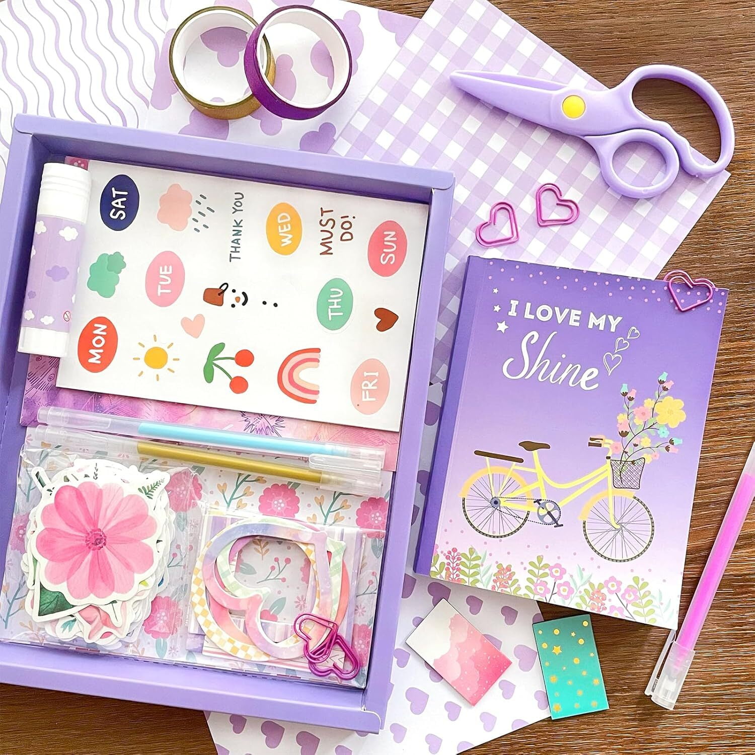 DIY Journal Kit for Girls - 180 Pcs Scrapbook & Diary Supplies Set, Ideal for Teen and Tween Girls Ages 8 9 10 11 12 13 14+ Christmas Gifts for Teen Girls, Journaling Art Crafts Kit (Purple)