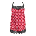 thumbnail image 6 of QUNYINEY Comfy Pajamas for Women Set Valentine Nightwear Lace Sleeveless Love Heart Tank Tops and Shorts Loose Fit Crew Neck Two Piece Casual Outfits for Women, 6 of 6
