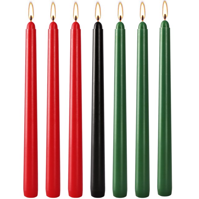 Mlkoz Home Decor , Ensemble de 7 Bougies Coniques Kwanzaa - 3 Rouges 3 Vertes 1 - Bougies de Qualité Bougies Coniques pour Personnes Handicapées Sans Coulure et - Ensemble de 7
