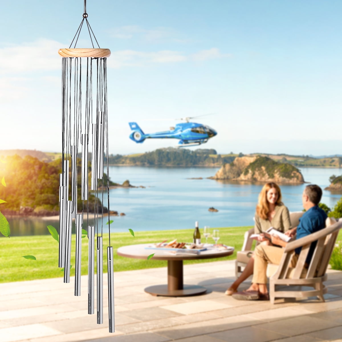Wind Chimes Indoor Outdoor, Garden Wind Chimes with 12 Aluminum Alloy Tubes for Garden Patio