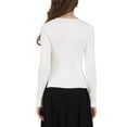 thumbnail image 3 of INSPIRE CHIC Women's Pullover Sweater Boat Neck Long Sleeve Split Hem Casual Ribbed Knit Top L White, 3 of 5