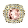 thumbnail image 4 of Wedding Ring Set for Women Cushion Cut Morganite Double Halo Diamond Ring 14K Gold 3.80 Carat (G,SI), 4 of 5
