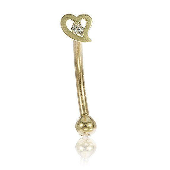 Round & Square CZ Heart Curved Barbell Eyebrow Ring Rook Daith Snug Piercing 16G