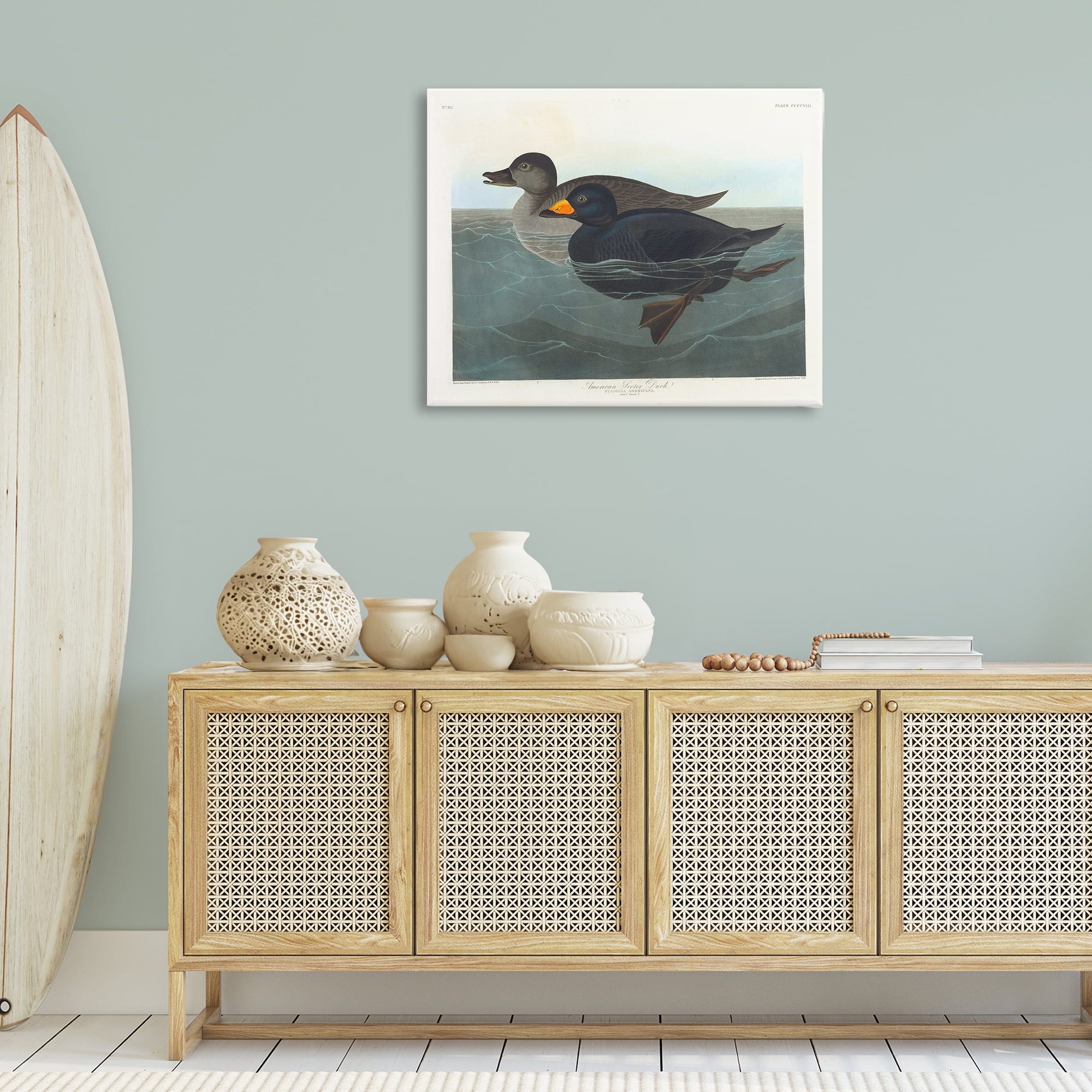 Stupell Industries Classic American Scoter Duck Animals Painting Wrapped Canvas Art Print Wall Art, 40 x 30
