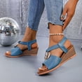 thumbnail image 6 of Hopeusnice Sandals for Women Thick-Soled Heel Breathable Trendy PU Materials Summer Shoes Open Toe Sandals Non-Slip Women's Sandals Soft Buckle Vacation Shoes Sky Blue 39, 6 of 7