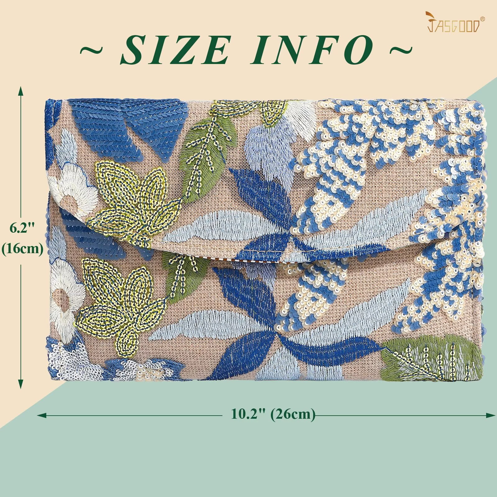 JASGOOD Clutch Purses for Women Floral Evening Clutch Purses for Party Embroidery Sequin Beaded Womens Purse