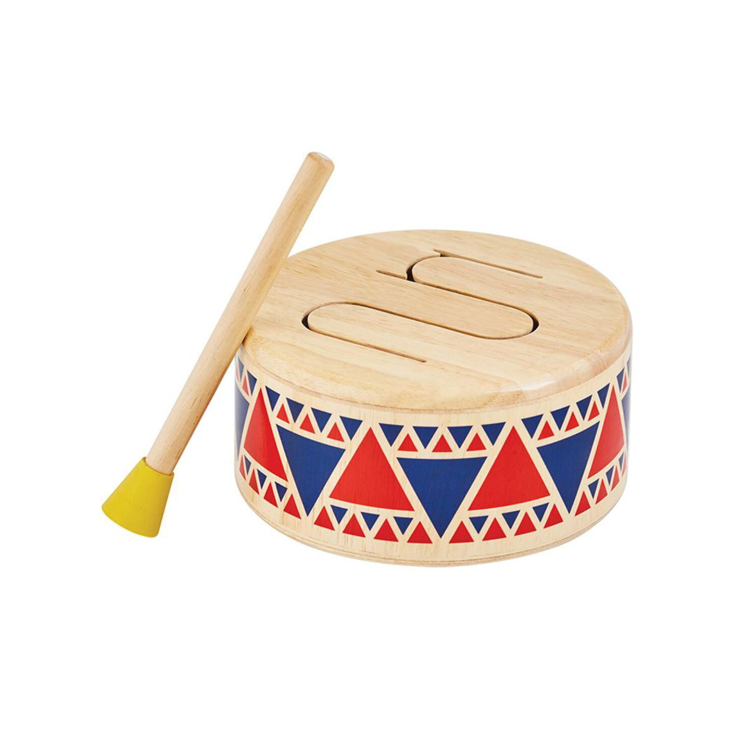 PlanToys® Solid Drum Wooden Musical Toy for Toddlers | Pretend Play Instrument for Kids | Eco-Friendly Percussion Toy for Coordination, Creativity & Early Learning Development