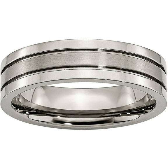 Titanium Grooved 6mm Brushed and Polished Band
