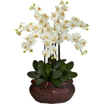 Nearly Natural Artificial Large Phalaenopsis Artificial Flower Arrangement, Cream