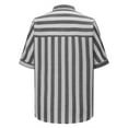 thumbnail image 4 of Black Women T Shirts Loose Fit, Spandex Blouses For Women Business Casual, Women Striped Button Down Shirts Cotton Linen Blouse Tops Short Sleeve Collar Guaze Shirt Trendy Vacation Work Clothes, 4 of 8