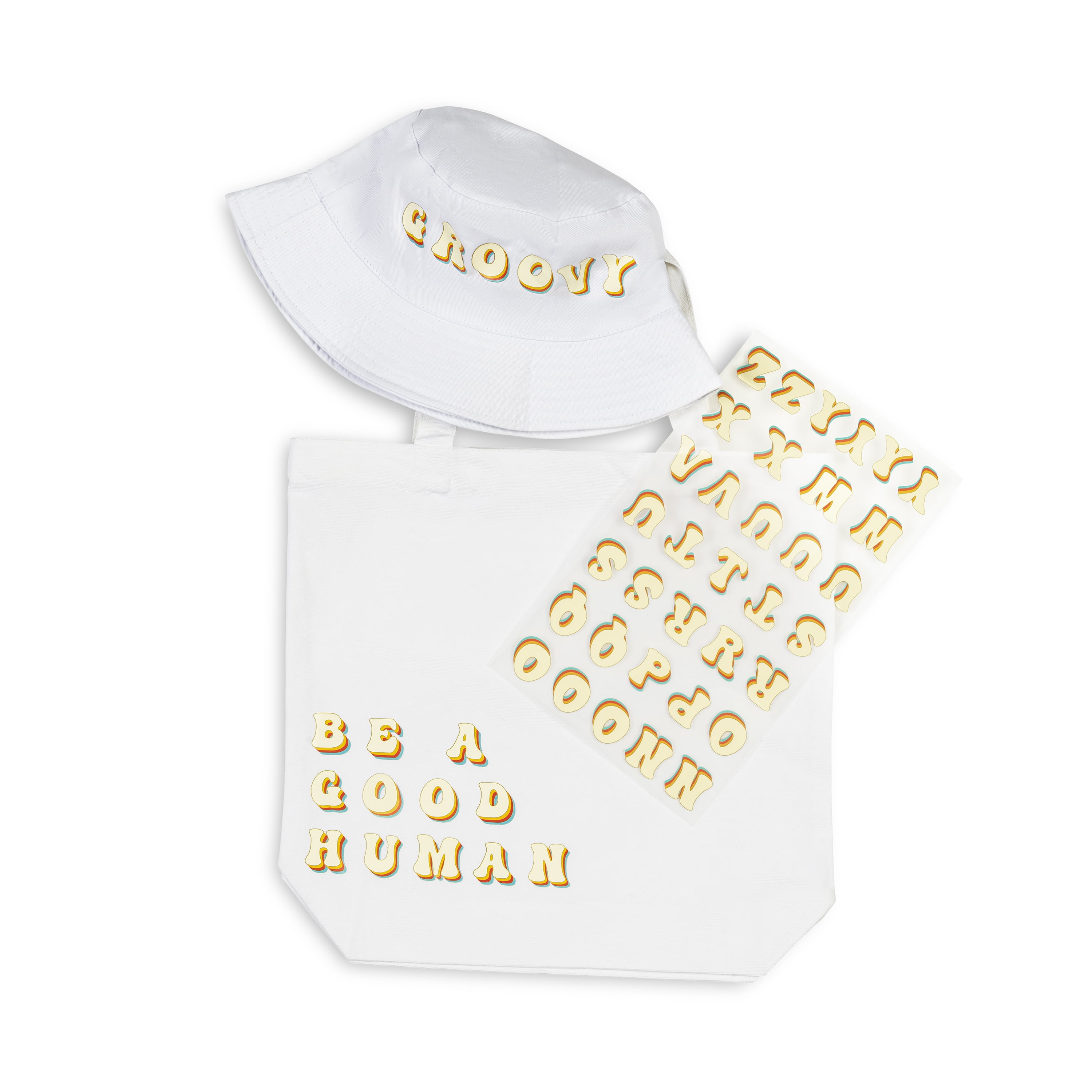 Hello Hobby Iron-on Alphabet Sewing Patches & Appliques, Groovy