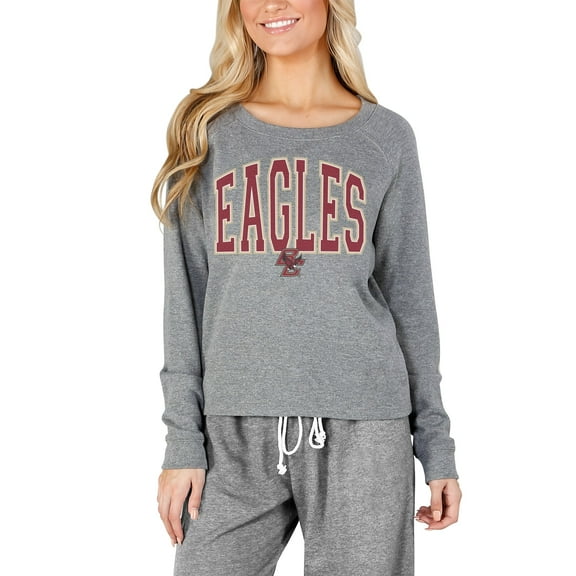 Women's Concepts Sport Gray Boston College Eagles Mainstream Terry Long Sleeve Top
