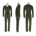 thumbnail image 4 of UAMVSH Women's Ribbed Knitted 2 Piece Outfits Long Sleeve Button down Crop Top Wide Leg Pants Sets Loose Fit Loungewear Sets(X-Large,Army Green), 4 of 7