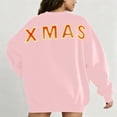 thumbnail image 2 of Oversized Merry Christmas Sweatshirt for Women Long Sleeve Crewneck Holiday Pullover with Front and Back Letter Print Festive Xmas Top for Cozy Seasonal Celebrations, 2 of 5