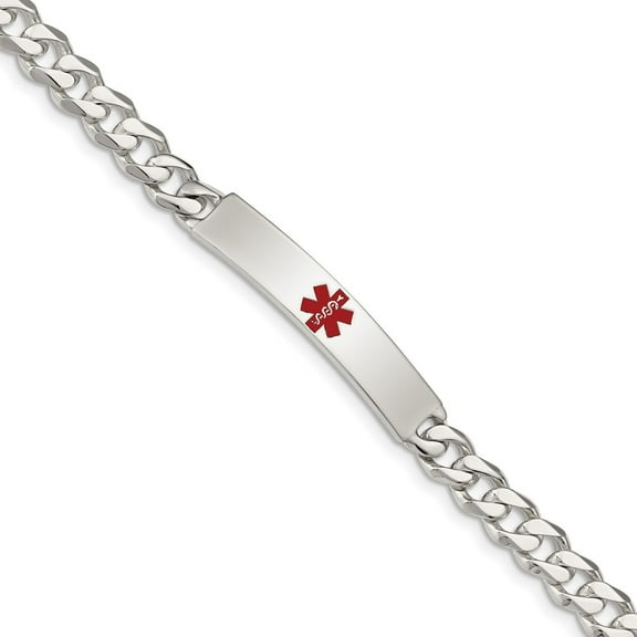 Auriga Fine Jewelry 925 Sterling Silver Polished Medical Curb Link 7.5 inch ID Men's Bracelet