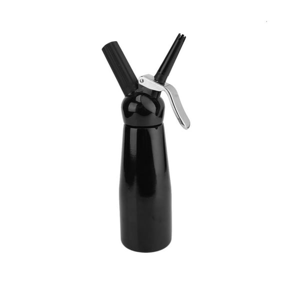 Bewildely Dispensador De Crema De Aluminio Negro 500ml Espumador De Crema Batida Profesional De Fácil Operación Fabricante De Crema Multiusos Con 3 Herramientas y accesorios para hornear Bewildely HA021520-00
