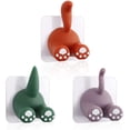 thumbnail image 1 of Paquete de 3 ganchos multiusos con forma de cola de animal, gancho de pared adhesivo de dibujos animados, bonito soporte para cepillos de dientes, colgador para colgar toallas, sombreros y cables (3 c, 1 of 5