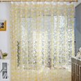 thumbnail image 7 of Bouanq Leaf Embroidered Sheer Panel Long Window Crushed Gauze Room Curtain Voile Tulle Window Drapery Rod Pocket, 7 of 7