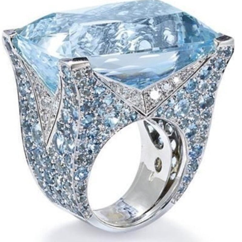 Bliss Women Blue Stone Princess Cut Crystal Wedding
