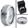 thumbnail image 4 of Tungsten Writing Writer Ink Fountain Pen Band Ring 8mm Men Women Comfort Fit Gray Bevel Edge Brushed Polished, 4 of 4
