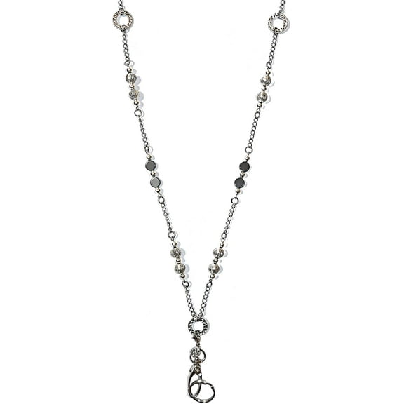 Hidden Hollow Beads Looks Like Jewelry Women's Stainless Steel Chain Fashion Necklace Lanyard - ID Badge Holder -Non-Breakaway Style (Stronger)