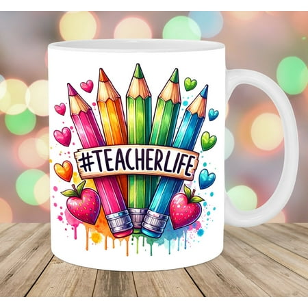 

Teacher Life Mug Wrap Mug Template School Mug Sublimation Design Pencils Mug Wrap Template