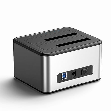 2.5/3.5 Inch SSD External Hard Drive Enclosure Dual-Bay Hard Drive Docking Station to USB 3.0 HDD Case US Plug,1 * SSD Case