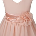 thumbnail image 4 of Manyakai Kids Sleeveless Flower Girl Dress V-Neck Ruched Chiffon Wedding Party Formal Ball Gown Coral Pink 14, 4 of 7