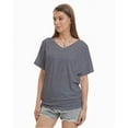 thumbnail image 2 of Women's V Neck Tunic Tops Short Sleeve T Shirts with Side Shirring Ruched Blouse Shirts, 2 of 4