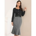 thumbnail image 2 of DARING DIVA Women's Elegant Knee Length Fishtail Pencil Skirt S Grey, 2 of 6