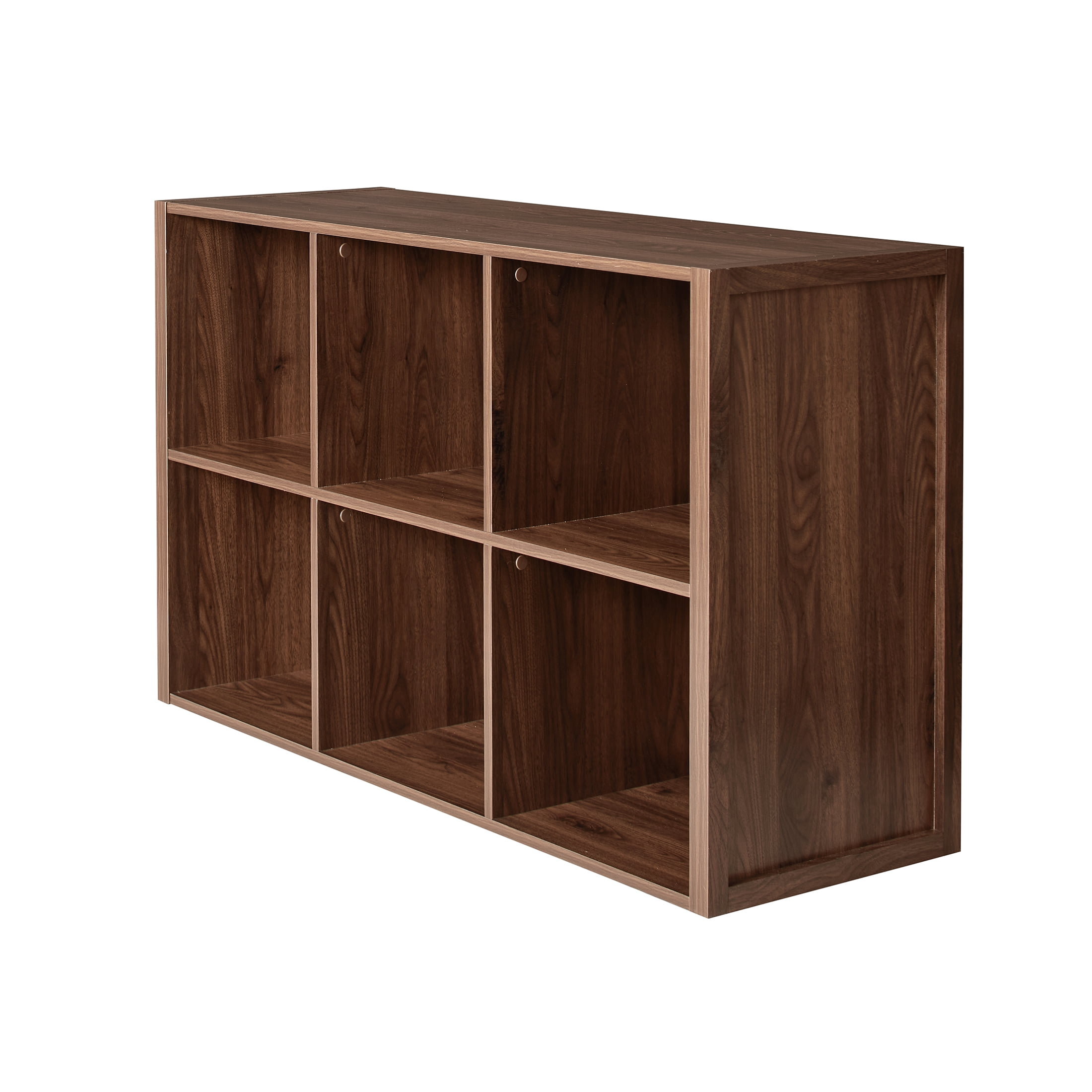 Better Homes & Gardens Ezra Modular L Desk with 6-Cube Storage, Walnut Finish