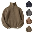 thumbnail image 1 of QIPOPIQ Boys Chunky High Neck Zip Sweater Kids Ribbed Pullover Jumper Winter Knit Tops Outfits Clearance, 1 of 8