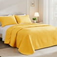 exclusivo-mezcla-lightweight-full-queen-quilt-set-yellow-leaf-pattern
