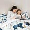 thumbnail image 6 of Homewish Wild Bear Bedding Comforter Set,Jungle Animal Twin Comforter Sets,White Blue Bedding Set For Boys Kids,Luxury Bedroom Decor Reversible,2pcs, 6 of 9