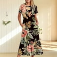 thumbnail image 1 of TIMIFIS Robes pour Femmes Invitées de Mariage Robes d'Été Manches Courtes Décontractées Maxi Robe de Plage Florale Décontractée avec Poches - Printemps, 1 of 6