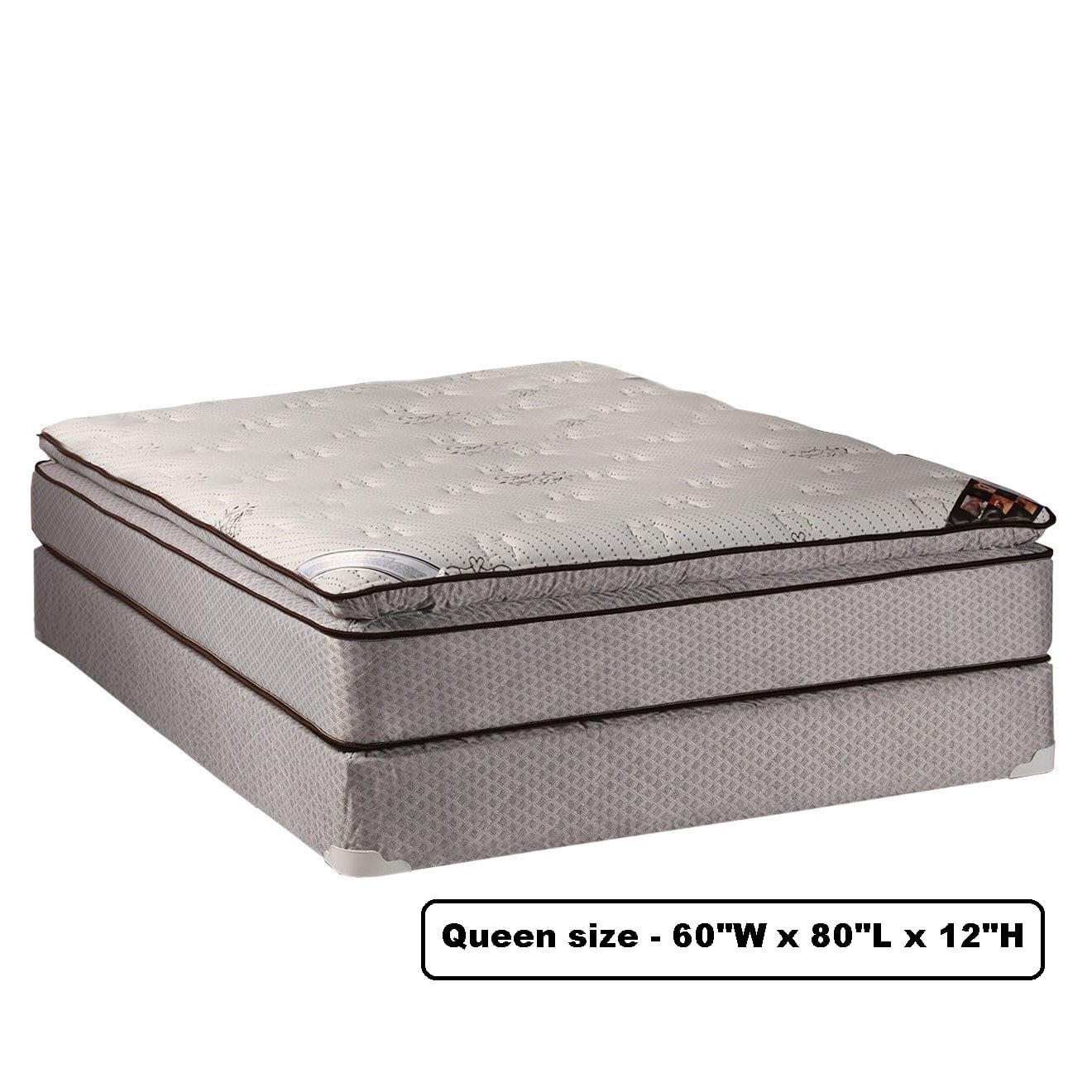 Spinal Dream Plush Pillow Top (Eurotop) Queen 60"x80"x12" Mattress Set with Bed Frame Included - Sleep System with Enhanced Cushion Support, Longlasting by Dream Solutions USA