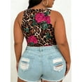 thumbnail image 2 of Cuteduck Women's Tops Summer Sleeveless Crew-Neck Plus Size Sexy Unique Leopard Print Casual Shirts 1X-4X, 2 of 9