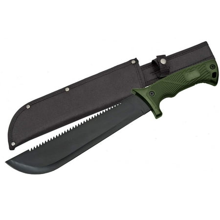 SZCO Supplies 16 Military Style Field Hunter Survival Saw Back Machete Green/Black (211503)