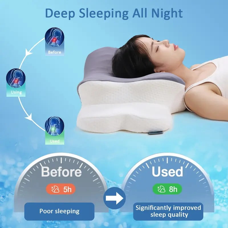 Orthopedic Cervical Memory Foam Pillow Butterfly Shape Bed Pillow Support Sleeping Pillow, Neck Pillows for Side Sleepers, Back/Stomach Sleepers for Neck and Shoulder Pain