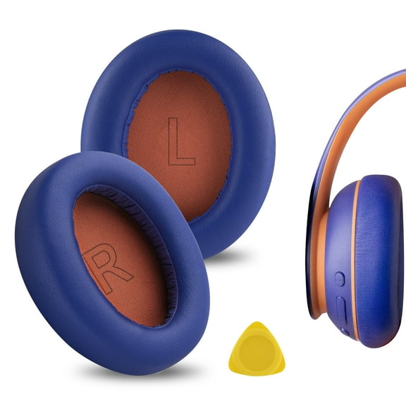 Geekria QuickFit Replacement Ear Pads Compatible with Anker Soundcore Life Q10, Q10, Life 2 NEO BT Headphones, Ear Cushions (Blue / Orange)