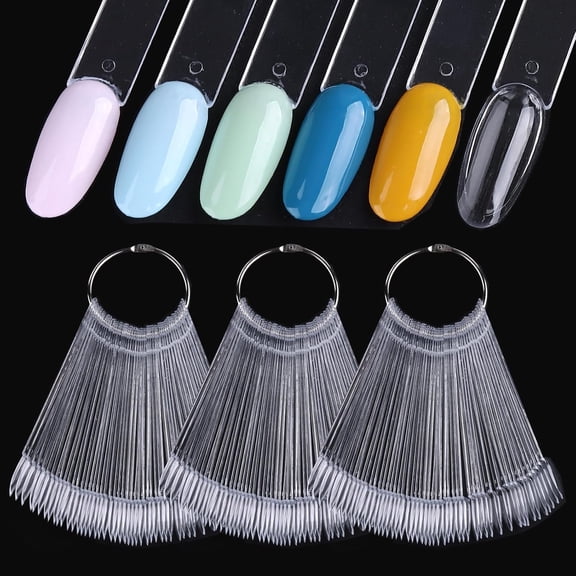 RAGUPEL Clear Nail Swatch Sticks Ring Oval Shape Nail Swatches Gel Polish Transparent Acrylic Tips Organization Displaying Colors Training Nails Tech Supplies Home Salon Use