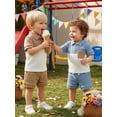 thumbnail image 5 of Cenuakty Toddler Baby Boy Shorts Set Contrast Half Zipper Collared Short Sleeve Shirt and Solid Shorts 2 Piece Summer Waffle Outfit, 5 of 9