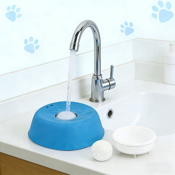 Dog Cat Licks Toys for Liquid Food, Anxieties Relief Slow Feeder Dog Lick Ball Treat Dispenser, Non-Slip Licking Bowl Enrichment Toys to Keep Them (Blue Bowl)