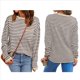 thumbnail image 2 of Suéter de Punto Suave A Rayas para Mujer, Camisa Holgada con Bolsillo en el Pecho. Cafetería de Leche L, 2 of 5