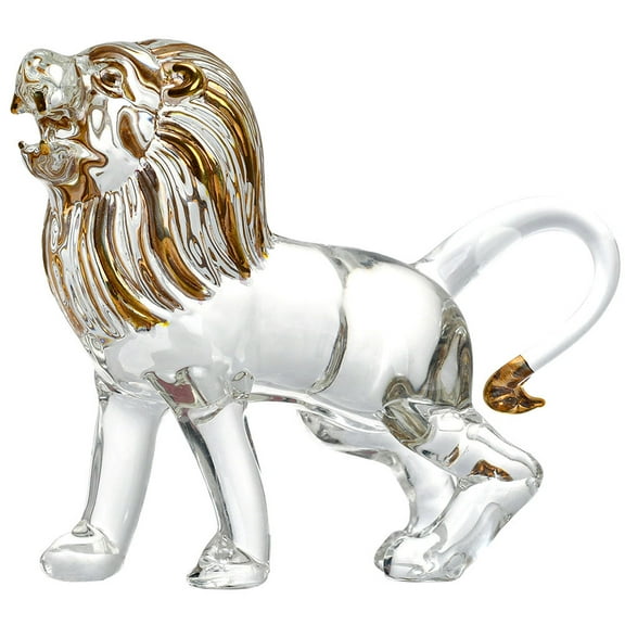 UNOMOR Crystal Lion Sculpture for Home Transparent Adornment and Meaningful in Culture Medium Size