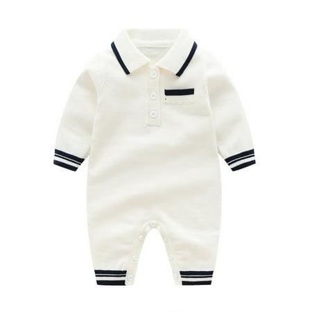 

Babys Girls Boys Knit Sweater Patchwork Spring Winter Long Sleeve Romper Jumpsuit Clothes