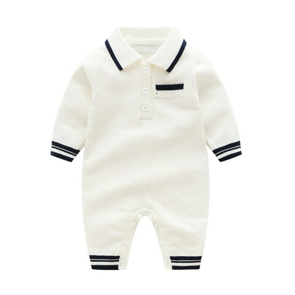 Babys Girls Boys Knit Sweater Patchwork Spring Winter Long Sleeve Romper Jumpsuit Clothes Size:9-12 Months